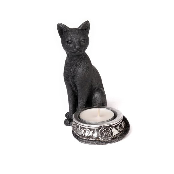 Alchemy Gothic Black Cat Tea Light Candle Holder New in Box NWT - Picture 5 of 5